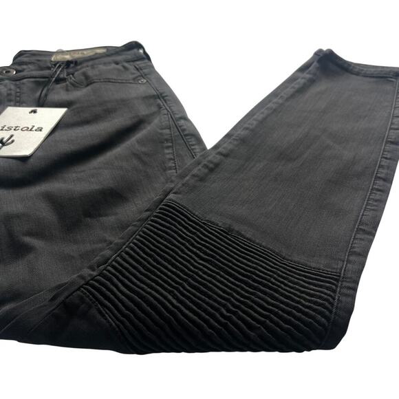 Pistola Audrey Moto Skinny Jean Dark Charcoal Gray Black Size 27 NWT - Picture 2 of 7